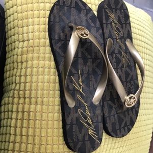 Gold flip flops